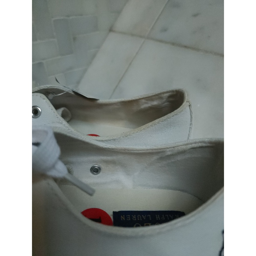 Polo Ralph Lauren Parnell Sneakers Women 10B White Oxford Canvas Low Top Preppy - Picture 8 of 13